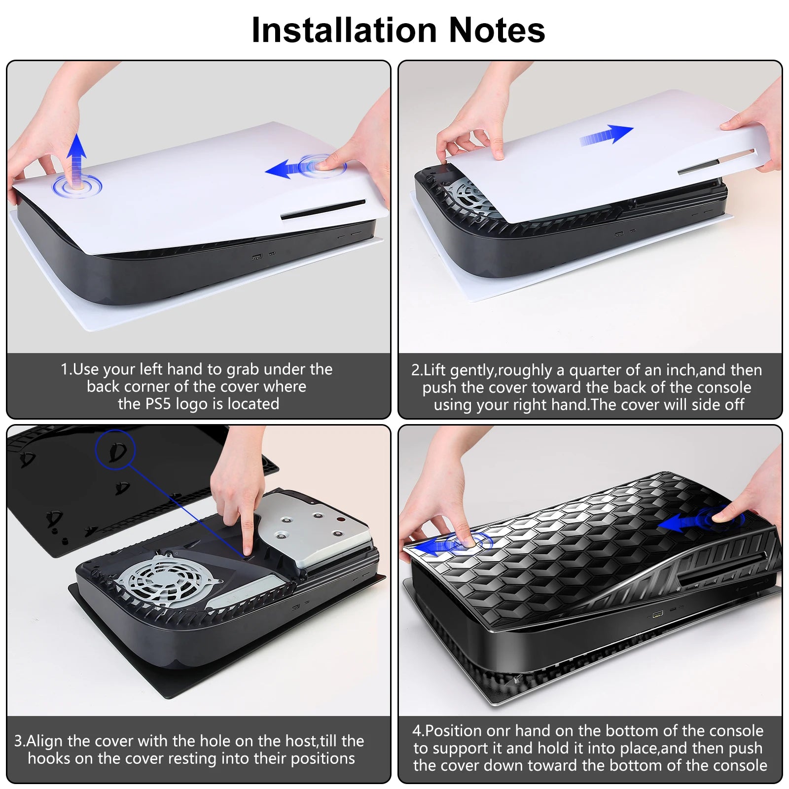 PS5 Plates for PS5 Accessories, Hard Shockproof Cover PS5 Skins Shell Panels for PS5 Console, Anti-Scratch Dustproof